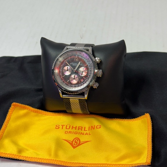 Stuhrling Original Black and Silver Men's Watch - Picture 1 of 8